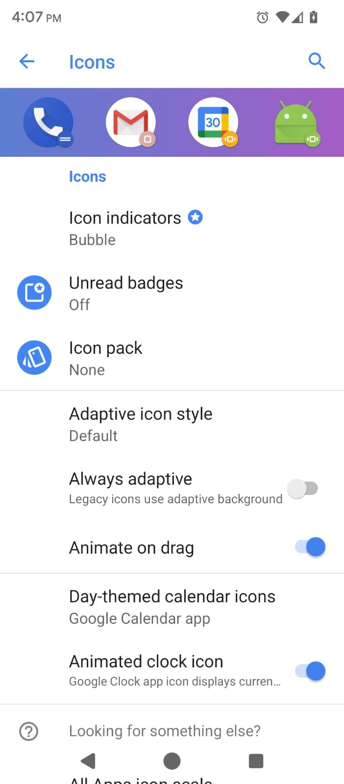 Icon settings in Action Launcher Settings