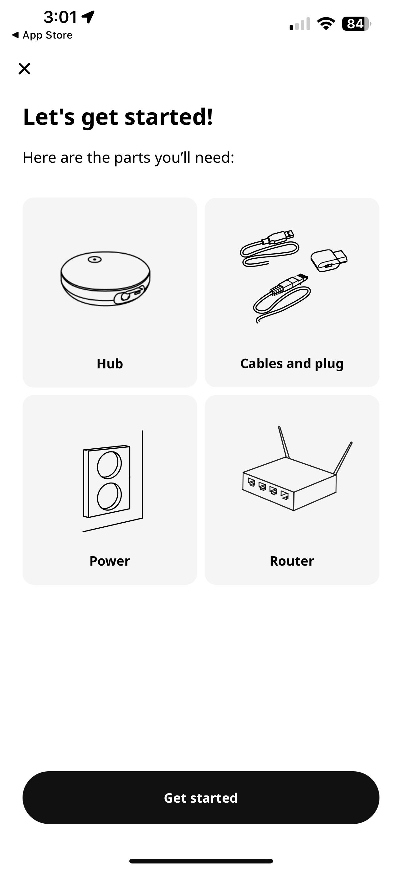 IKEA Home Smart App iOS بیایید صفحه نمایش را شروع کنیم.