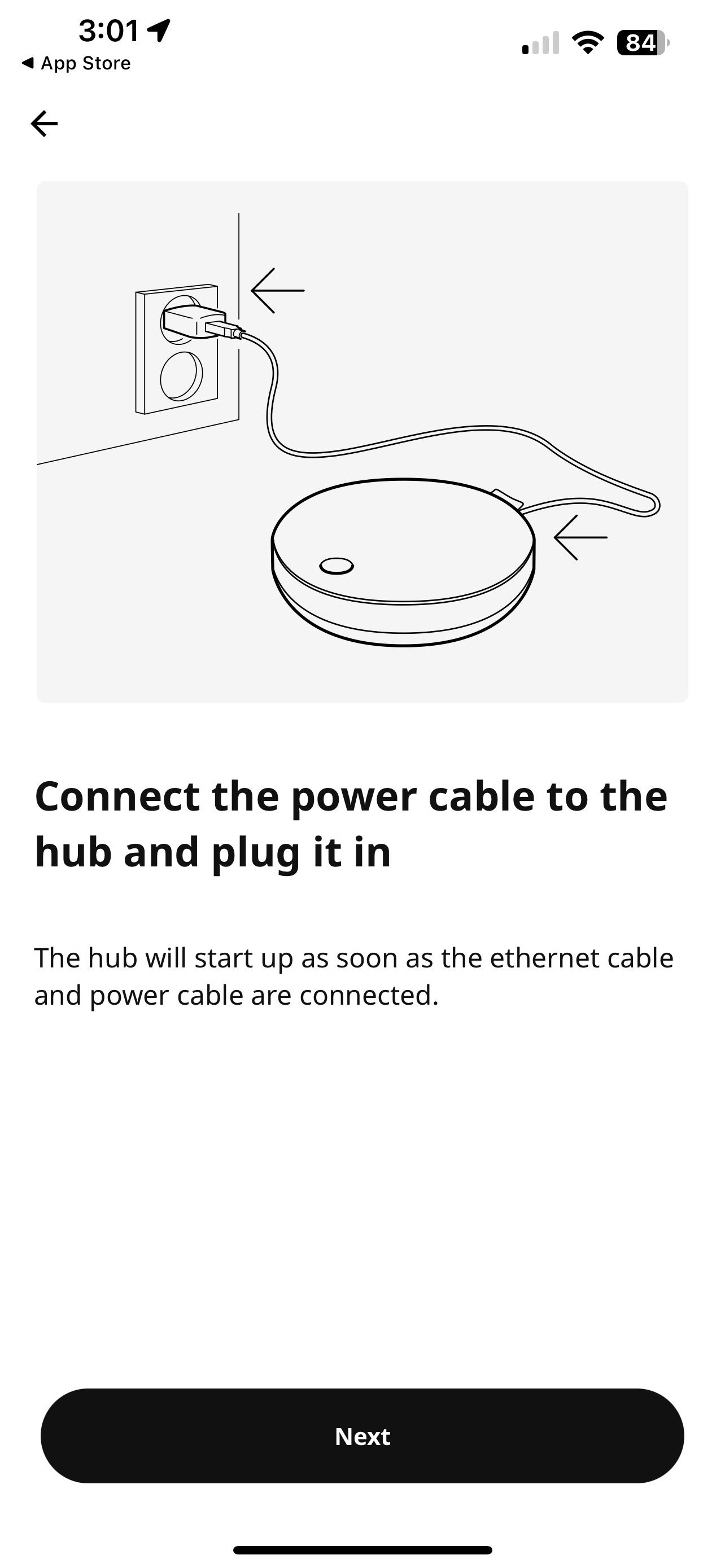IKEA Home Smart App iOS راه اندازی صفحه نمایش کابل برق را متصل کنید