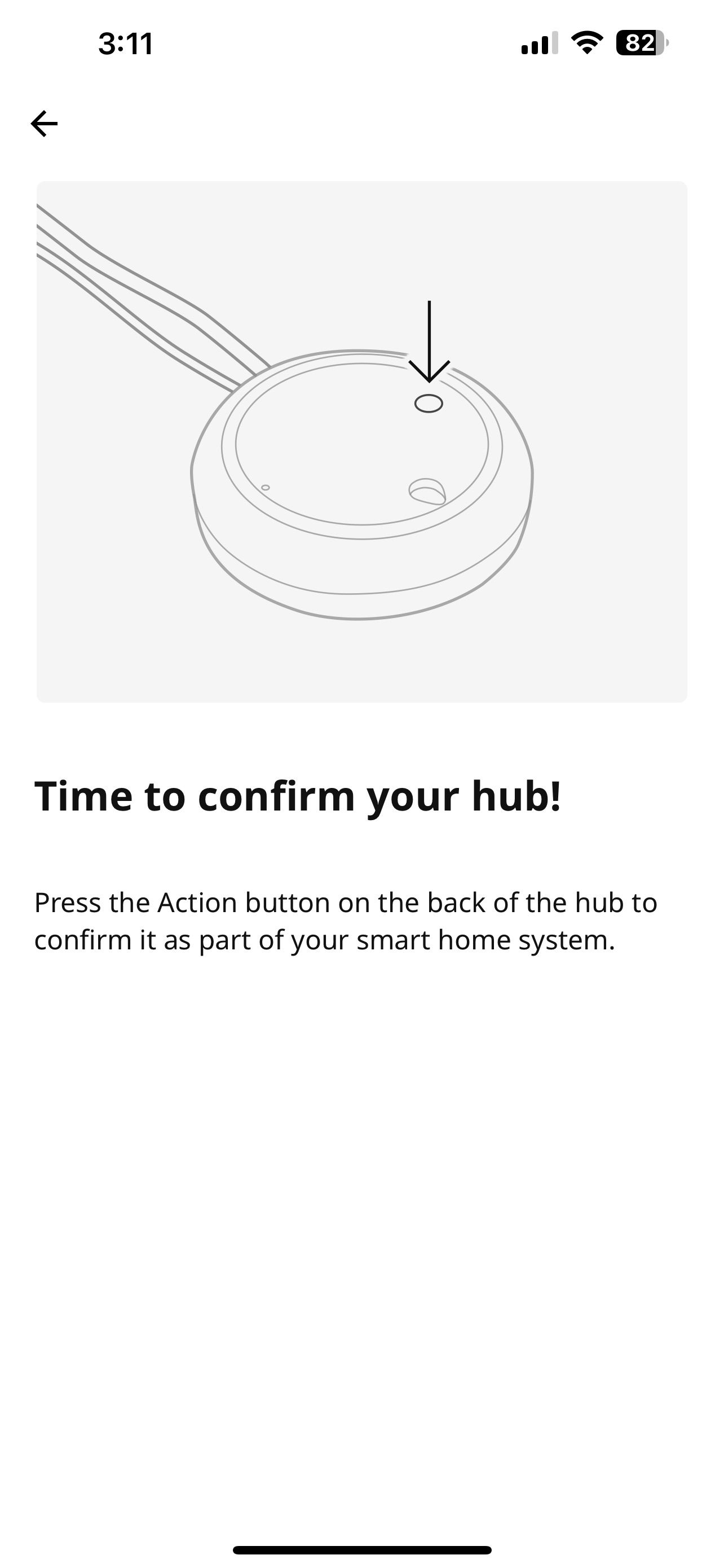IKEA Home Smart App Setup Action Button Screen