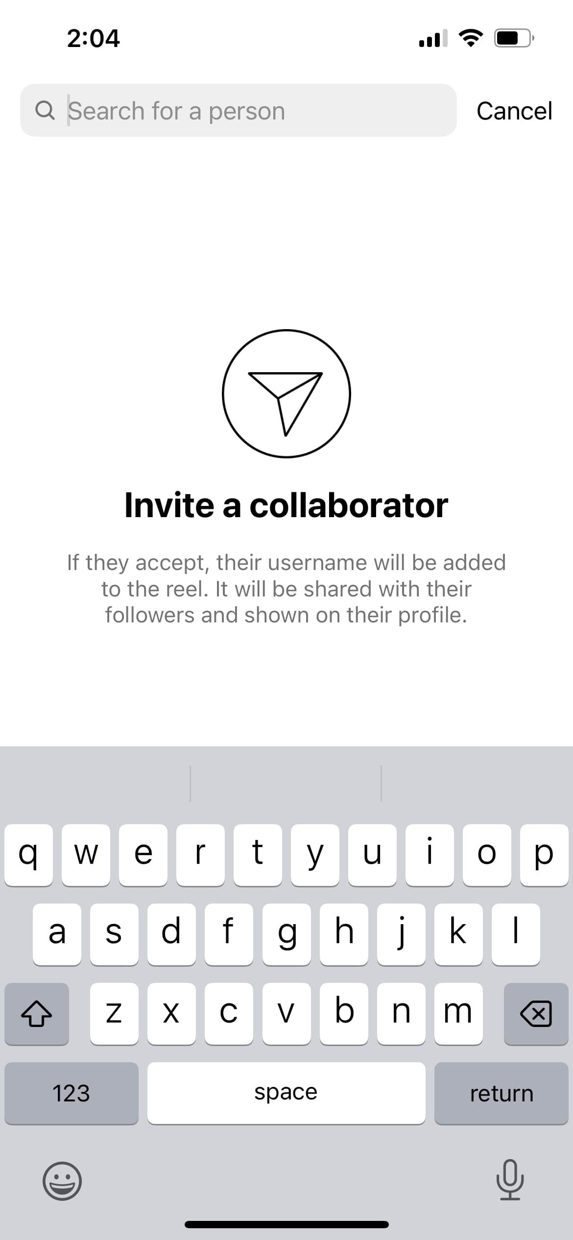 Inviting a Collaborator on Instagram