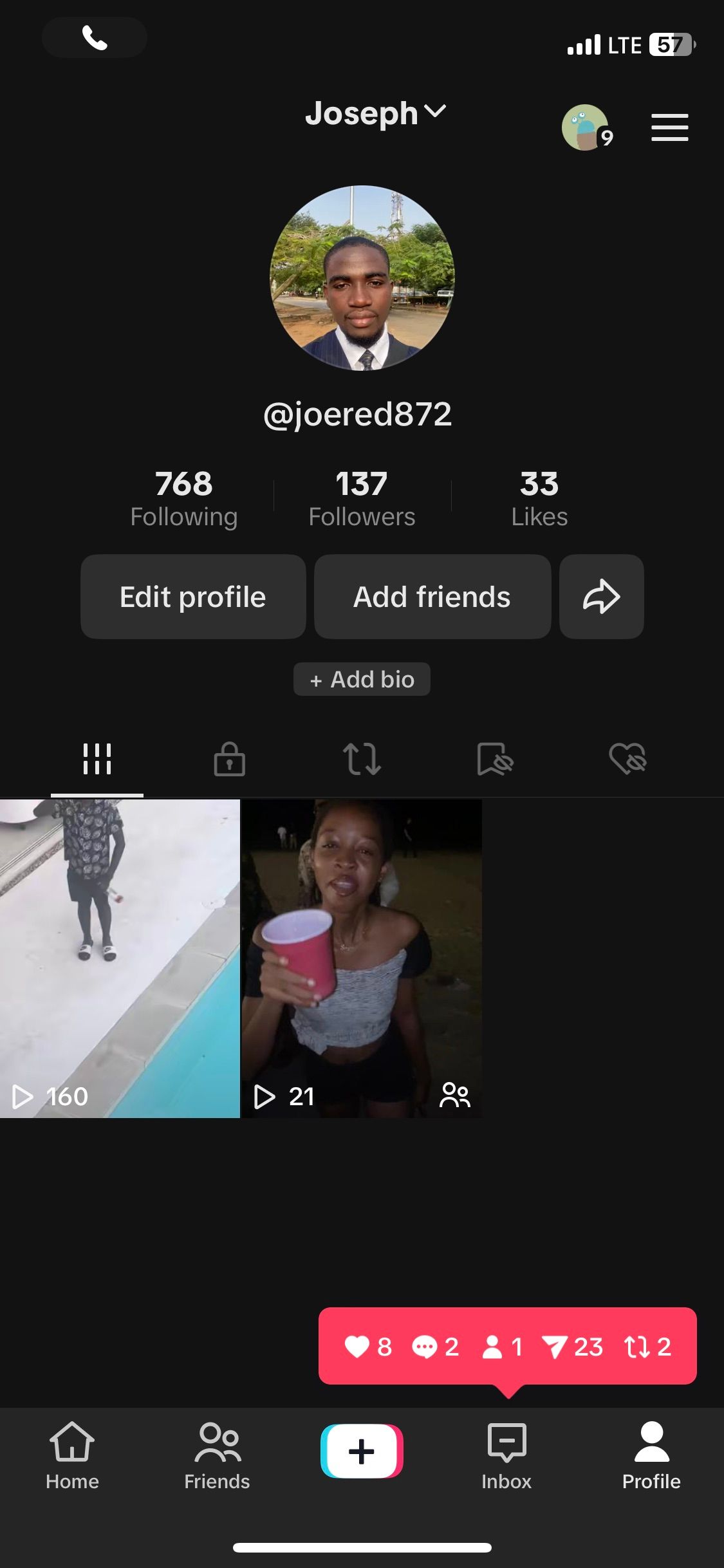 صفحه نمایه TikTok