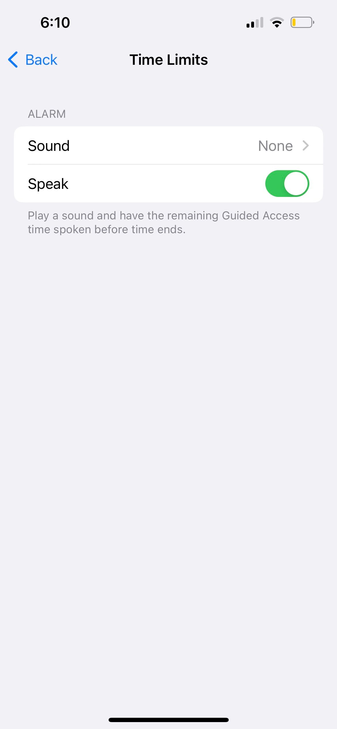 iphone guided access time limit setting