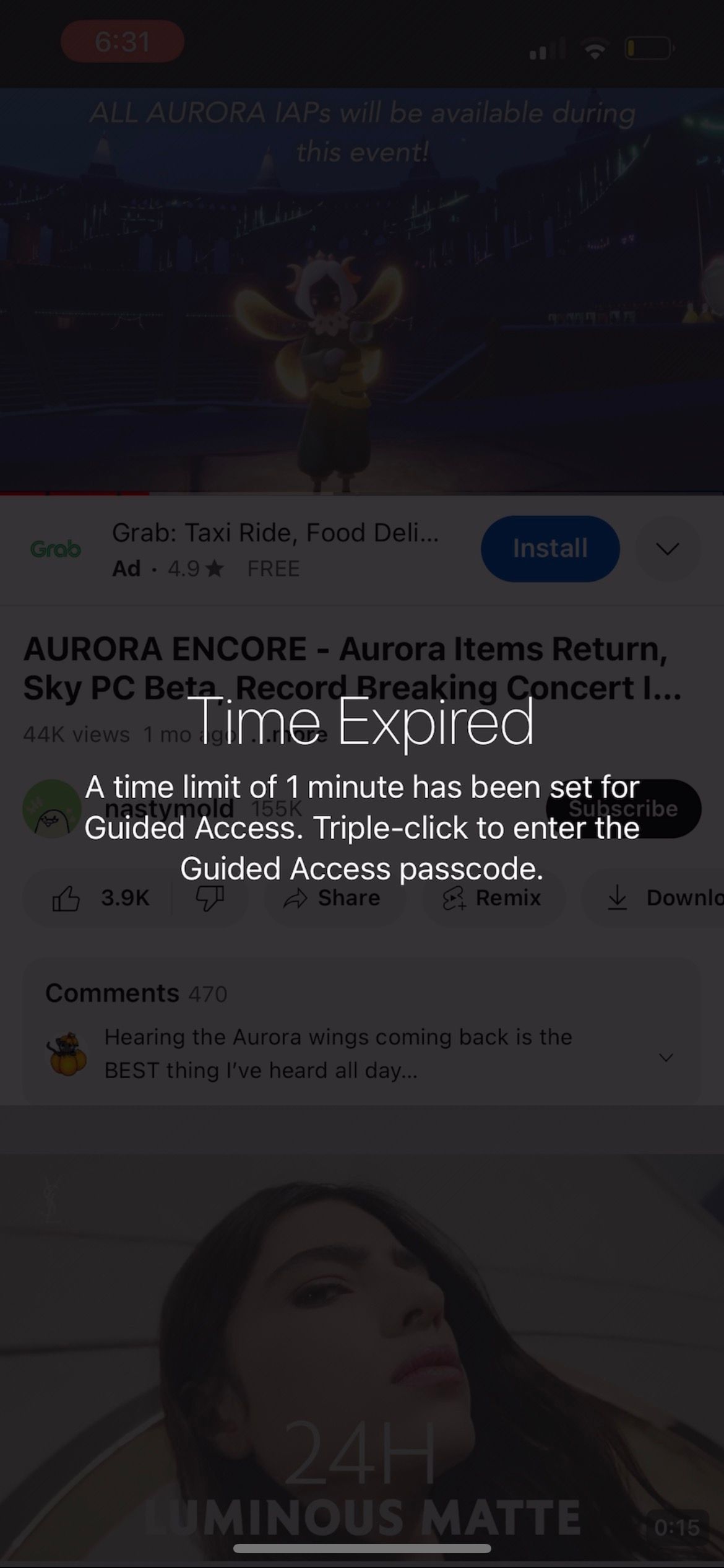 iphone guided access time expired