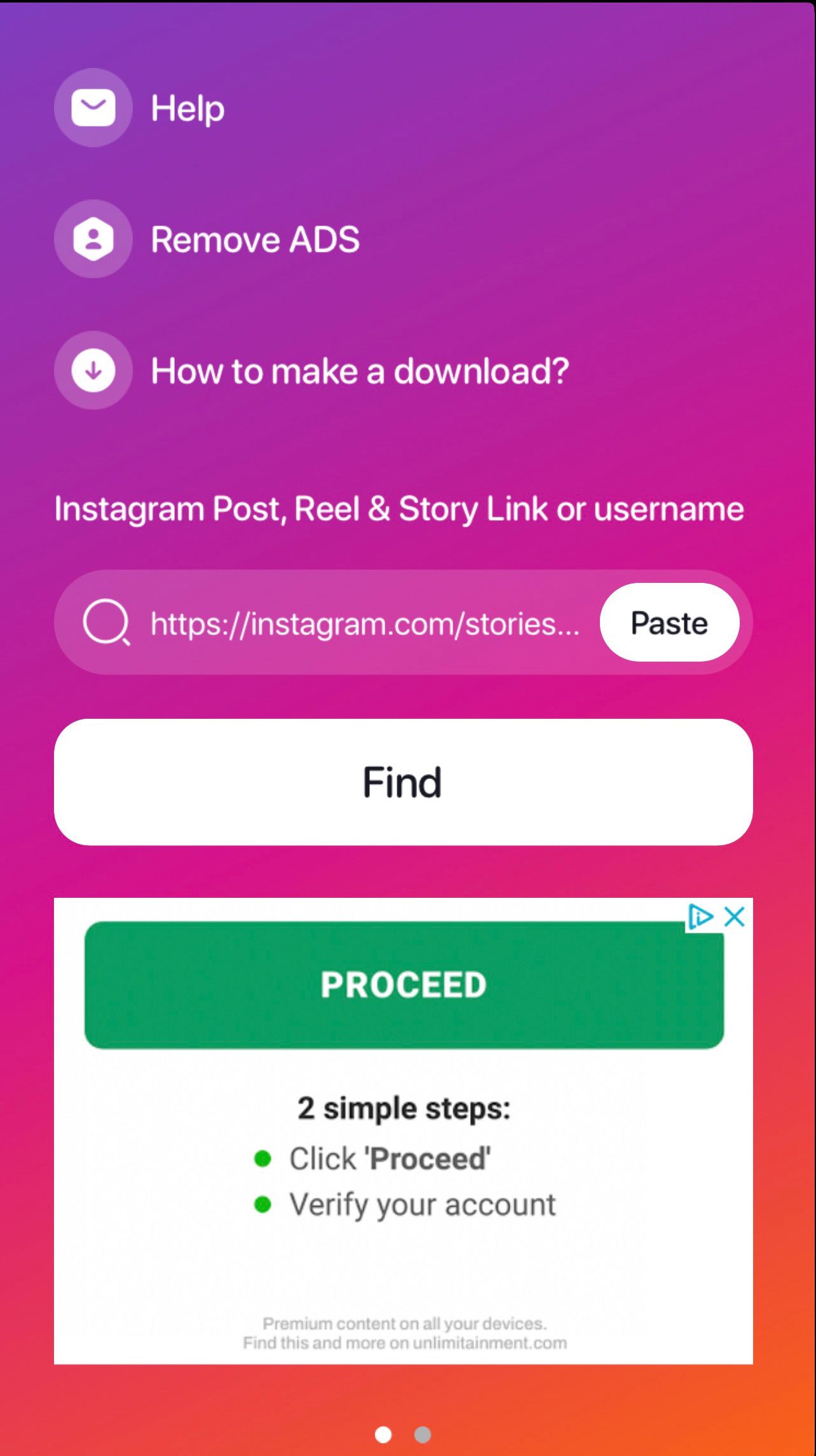 InstDown Instagram story downloader search app