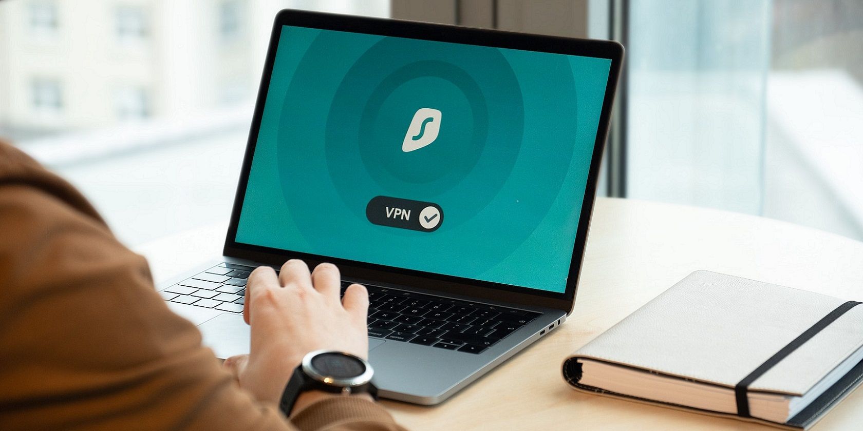 A laptop with VPN software on it
