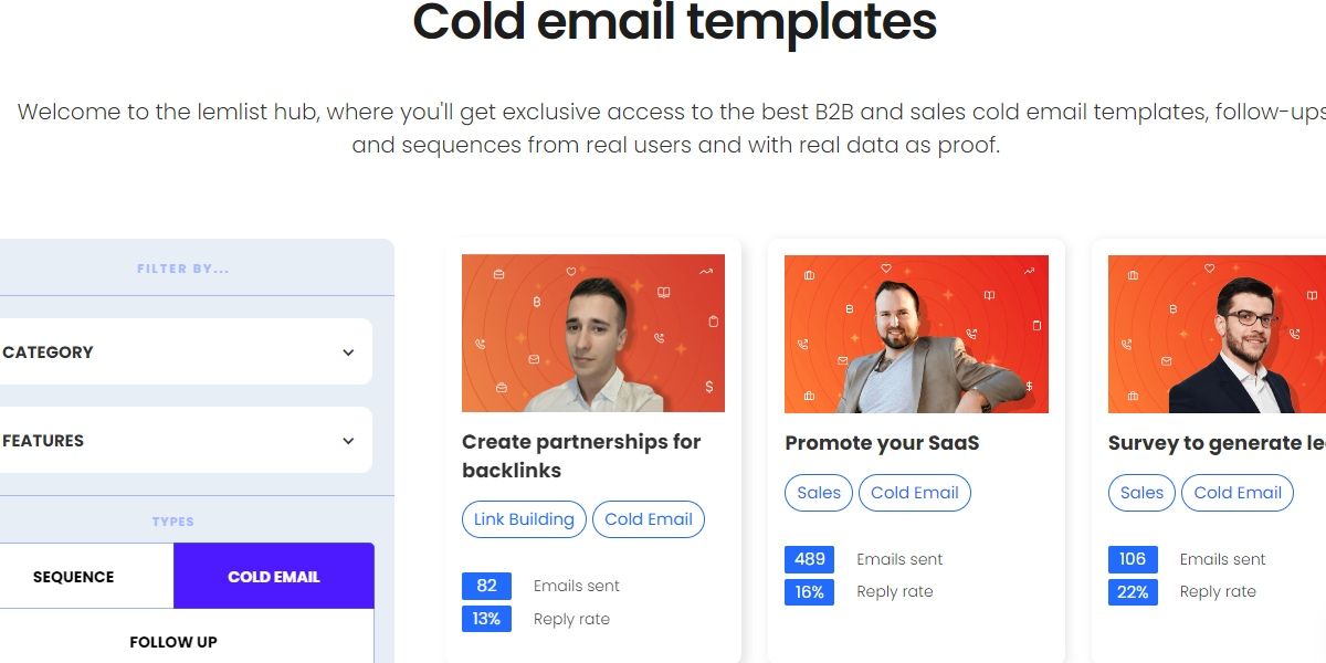 Lemlist-cold-email-templates-variety-page