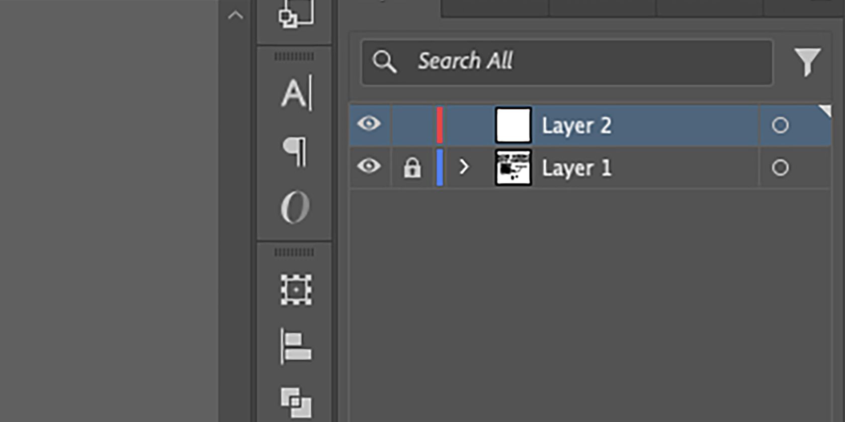 Painel de camadas do Adobe Illustrator com uma camada bloqueada.