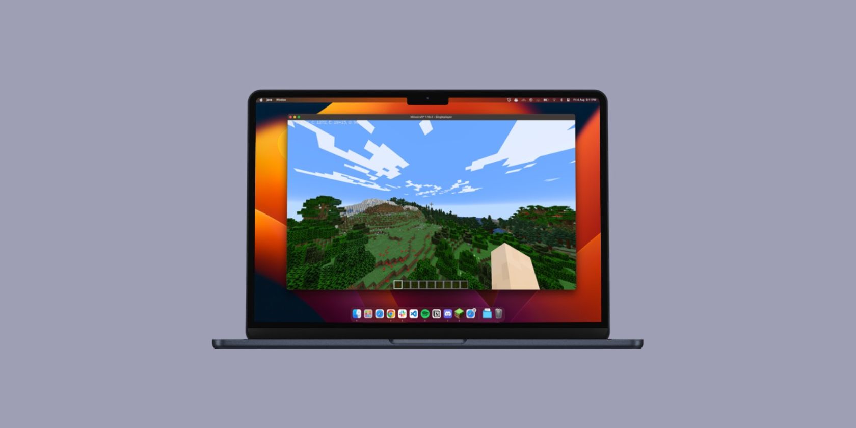 MacBook Air running Minecraft Java Edition