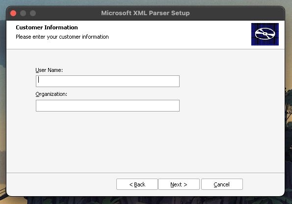 Microsoft XML Parser Setup در CrossOver برای macOS