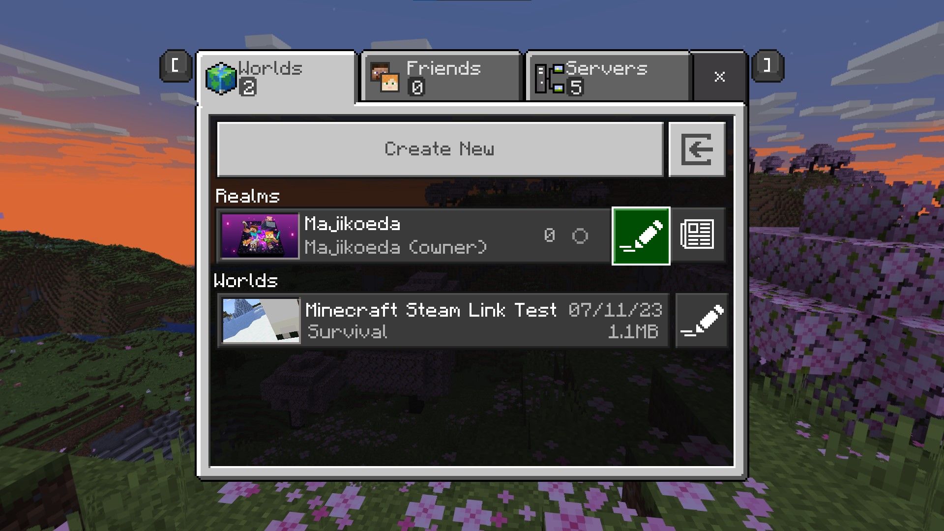 Minecraft Bedrock Edition Realm edit button