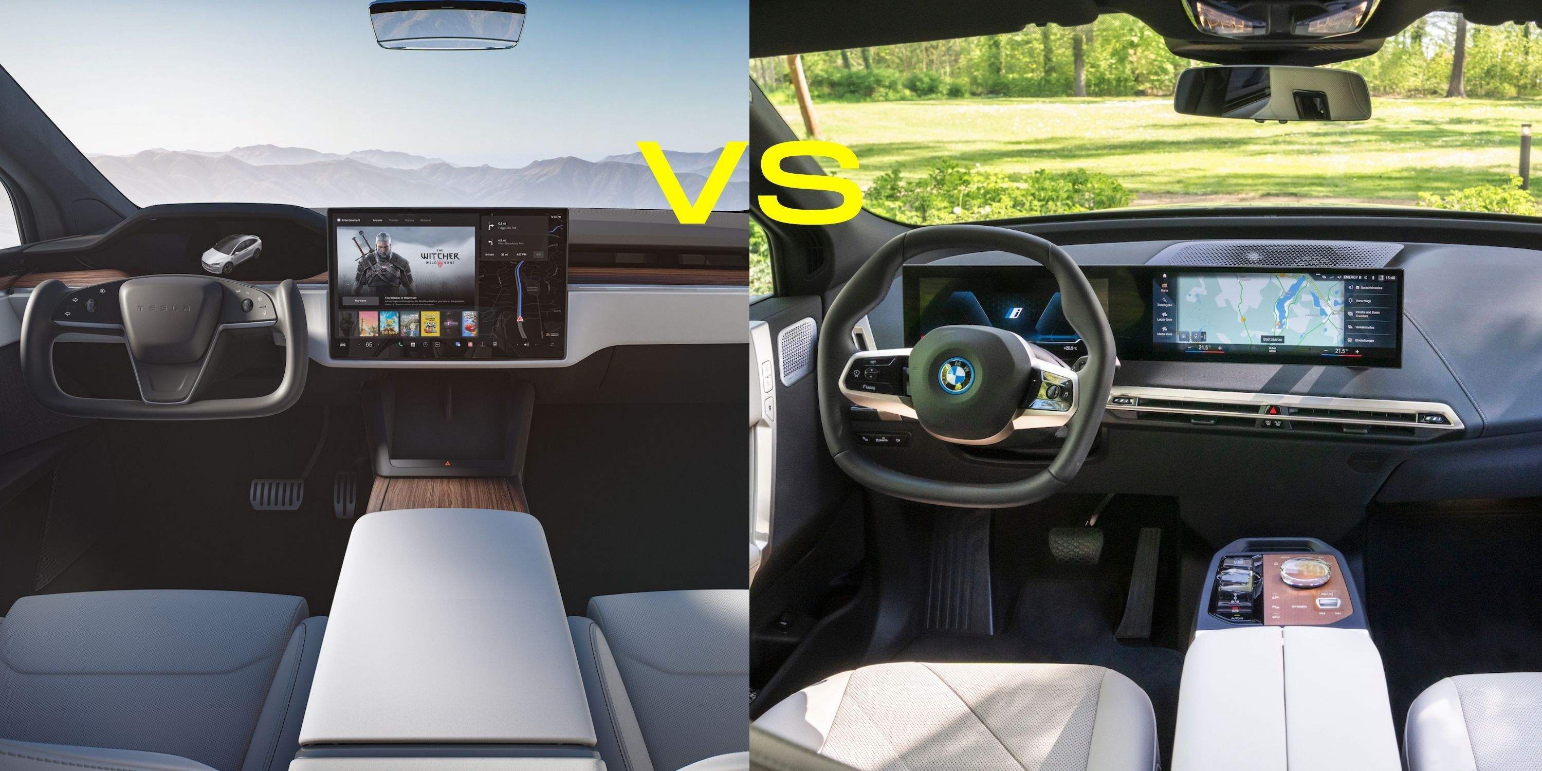 Interior do Tesla Model X comparado ao interior do BMW iX