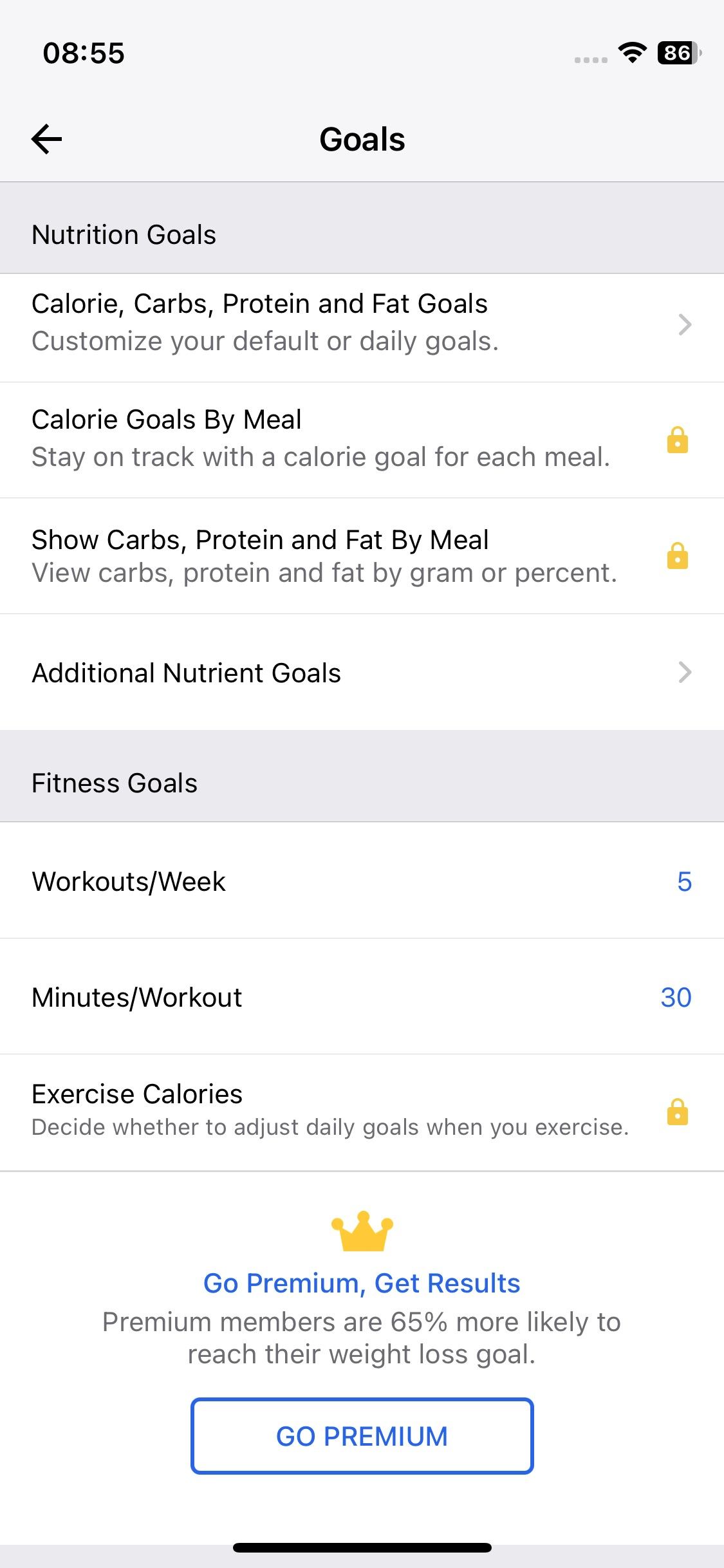 MyFitnessPal - اهداف