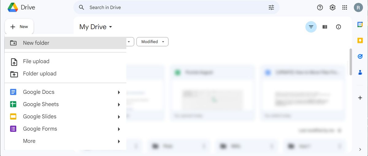 Create a new Google Drive folder
