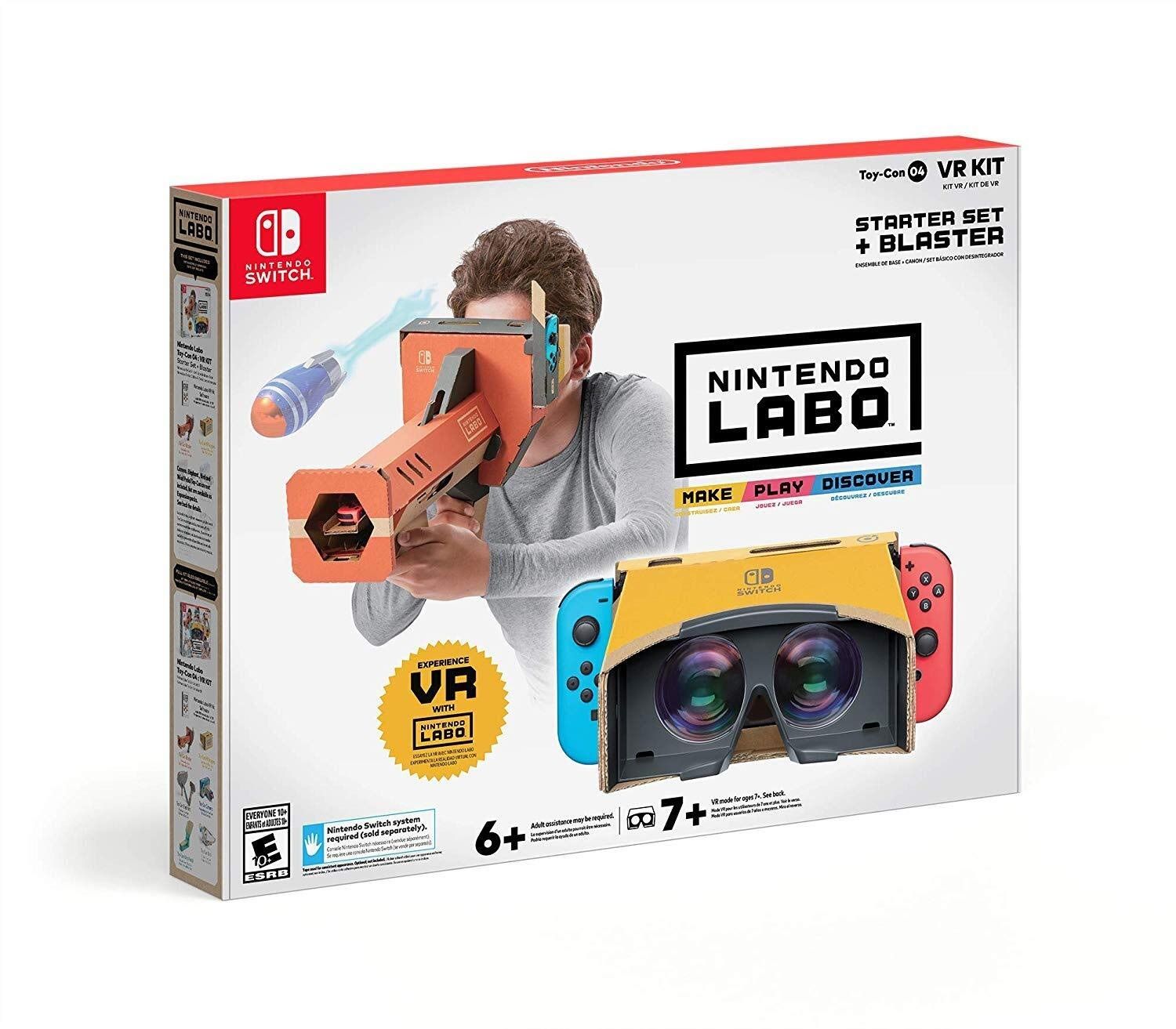 nintendo labo toy-con 04 vr set featuring a blaster and vr headset