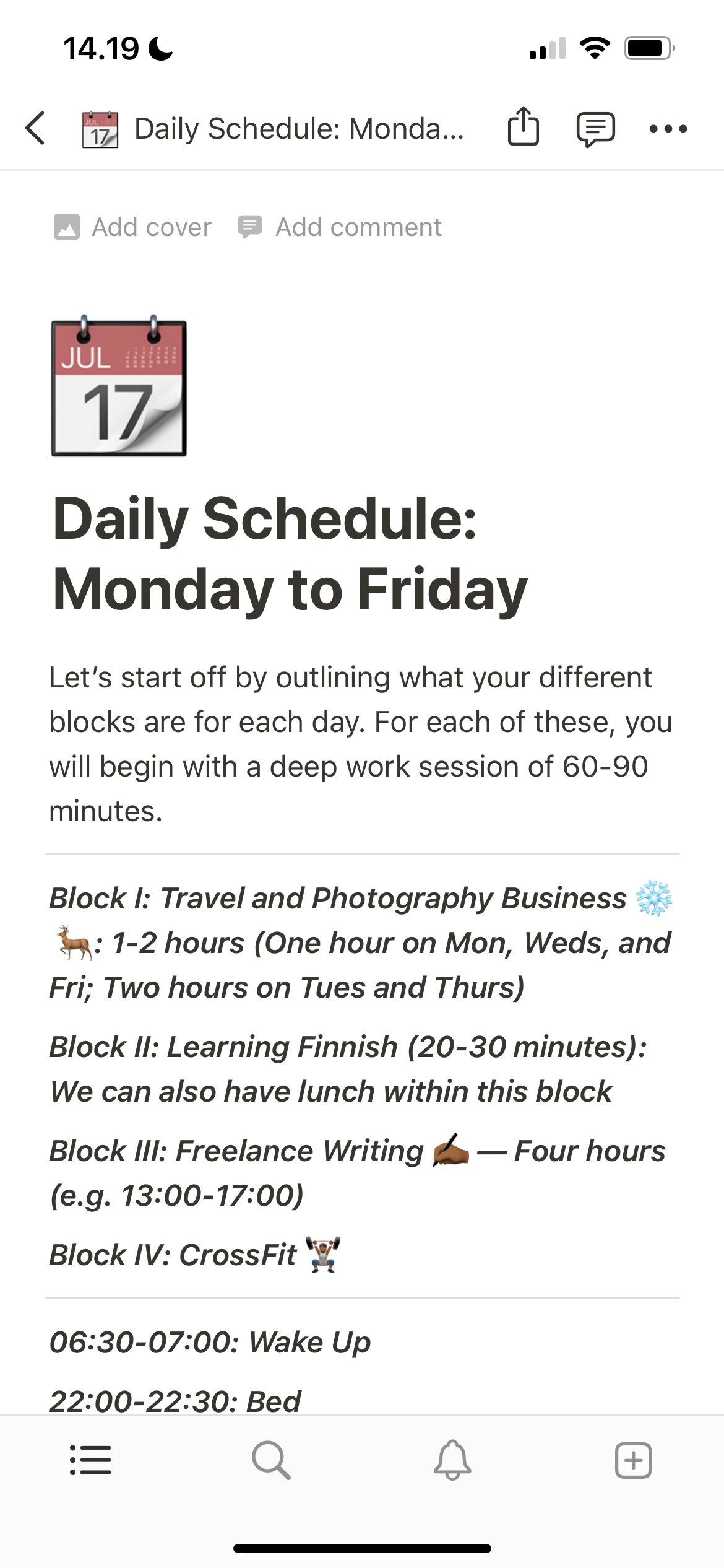 A Daily Schedule in Notion