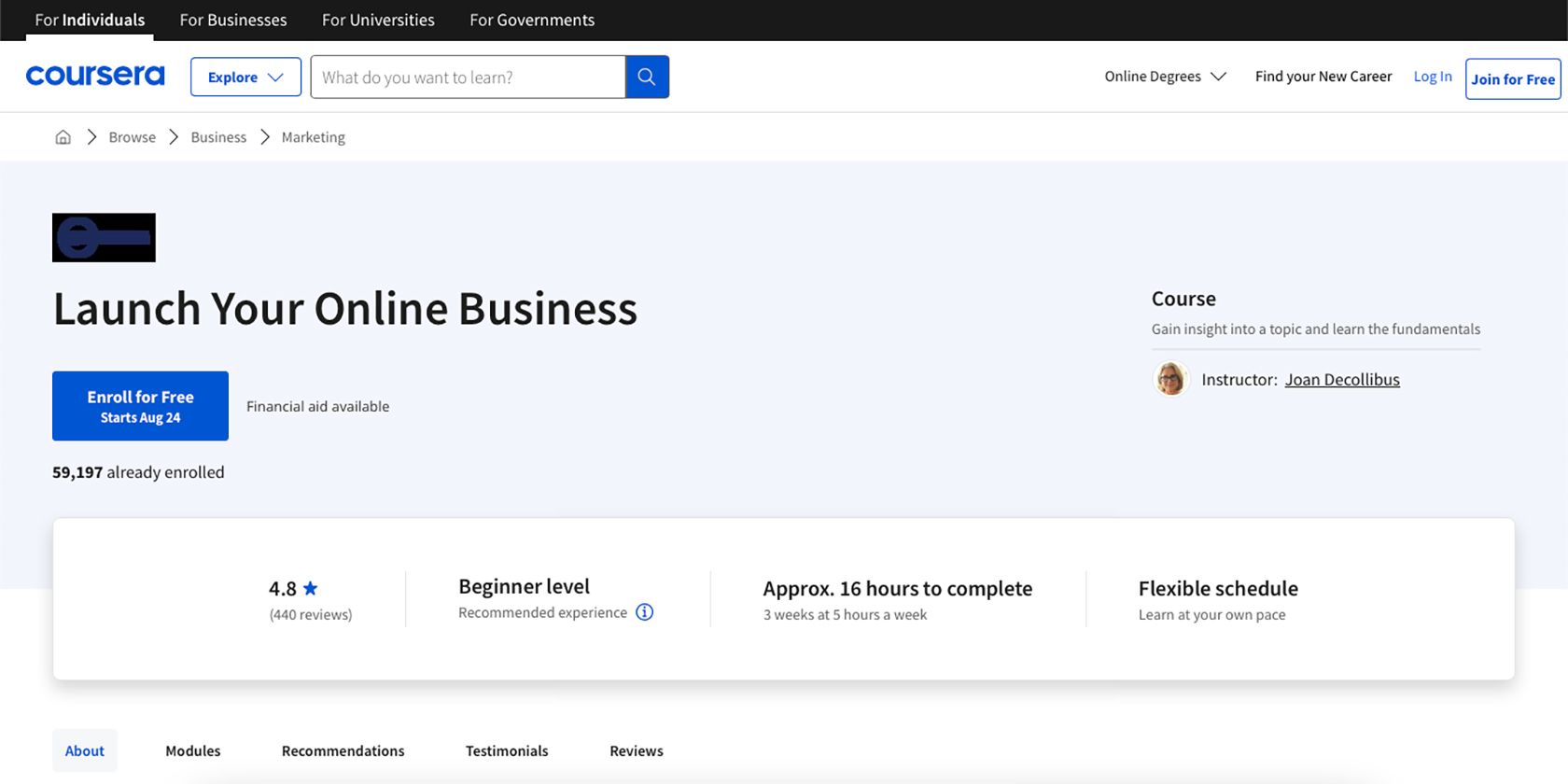 Lance seu curso de negócios online no Coursera.