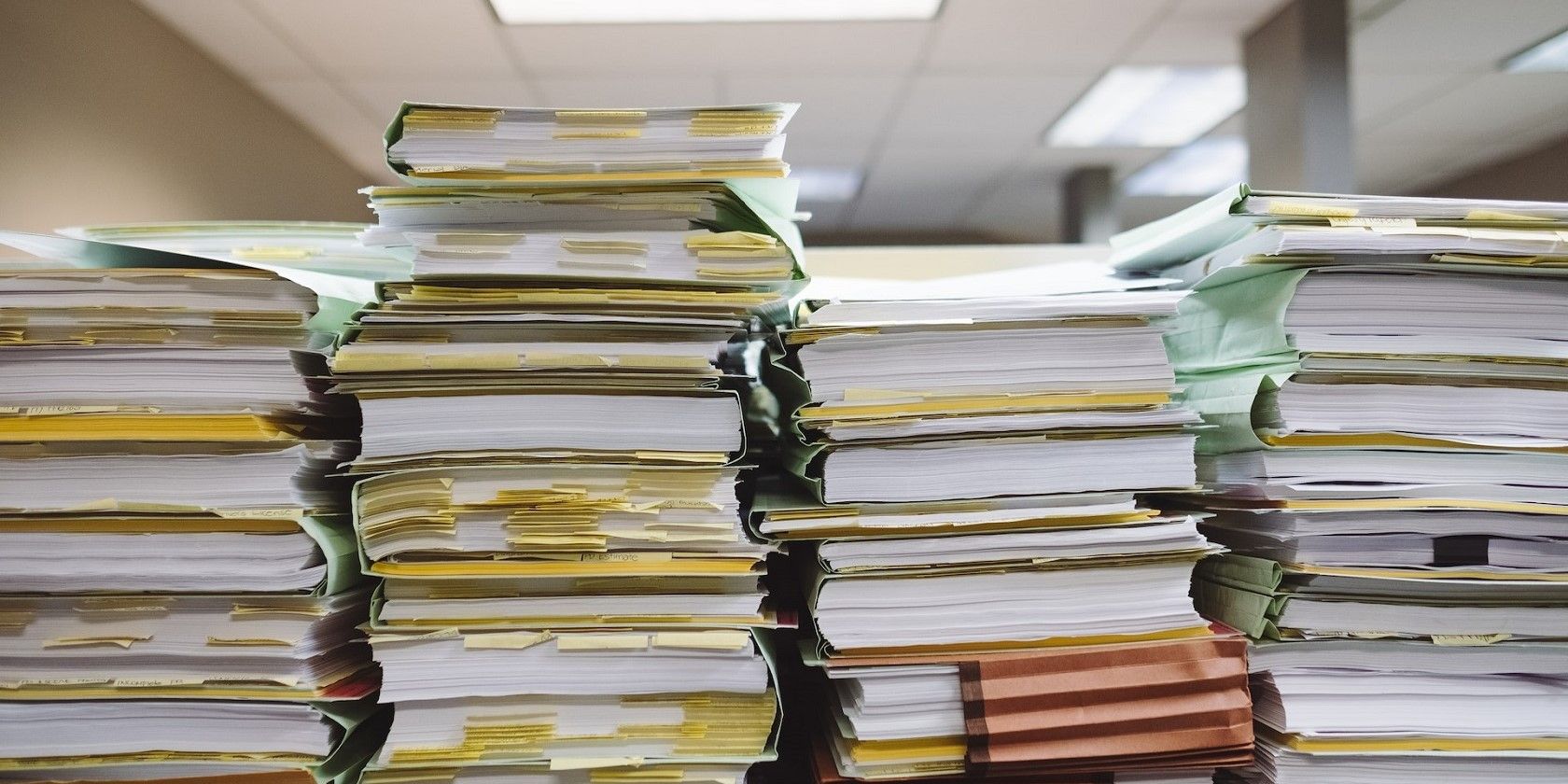 stack of files on a table
