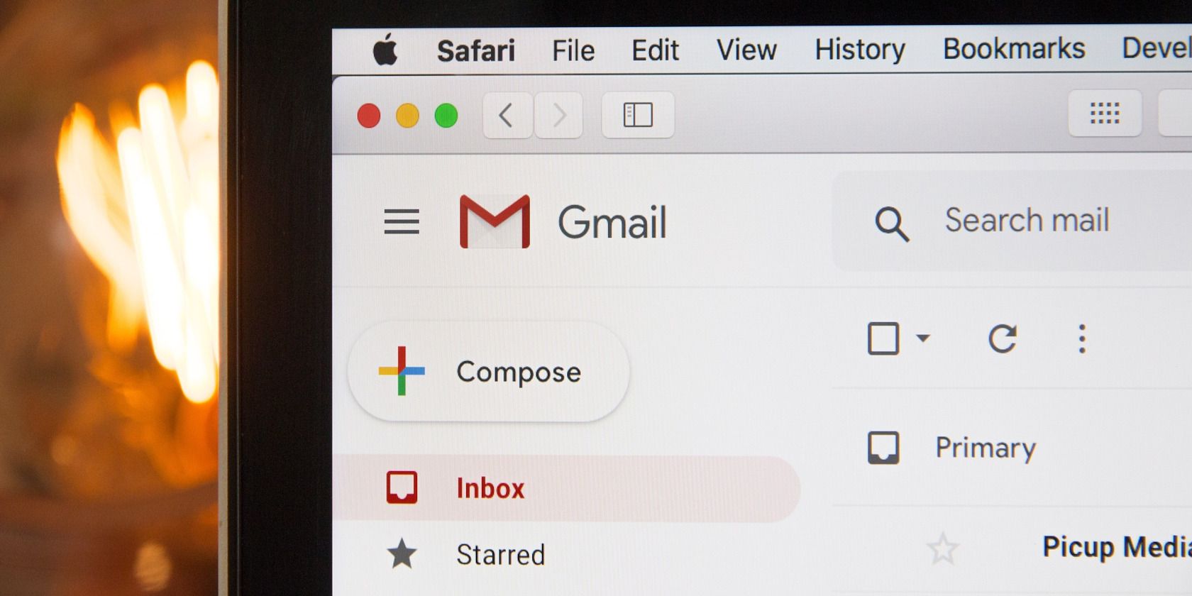 Picture of a screen with open Gmail account