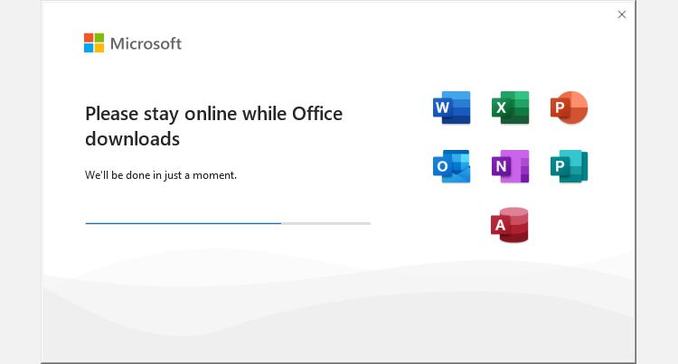 please stay online while office downloads