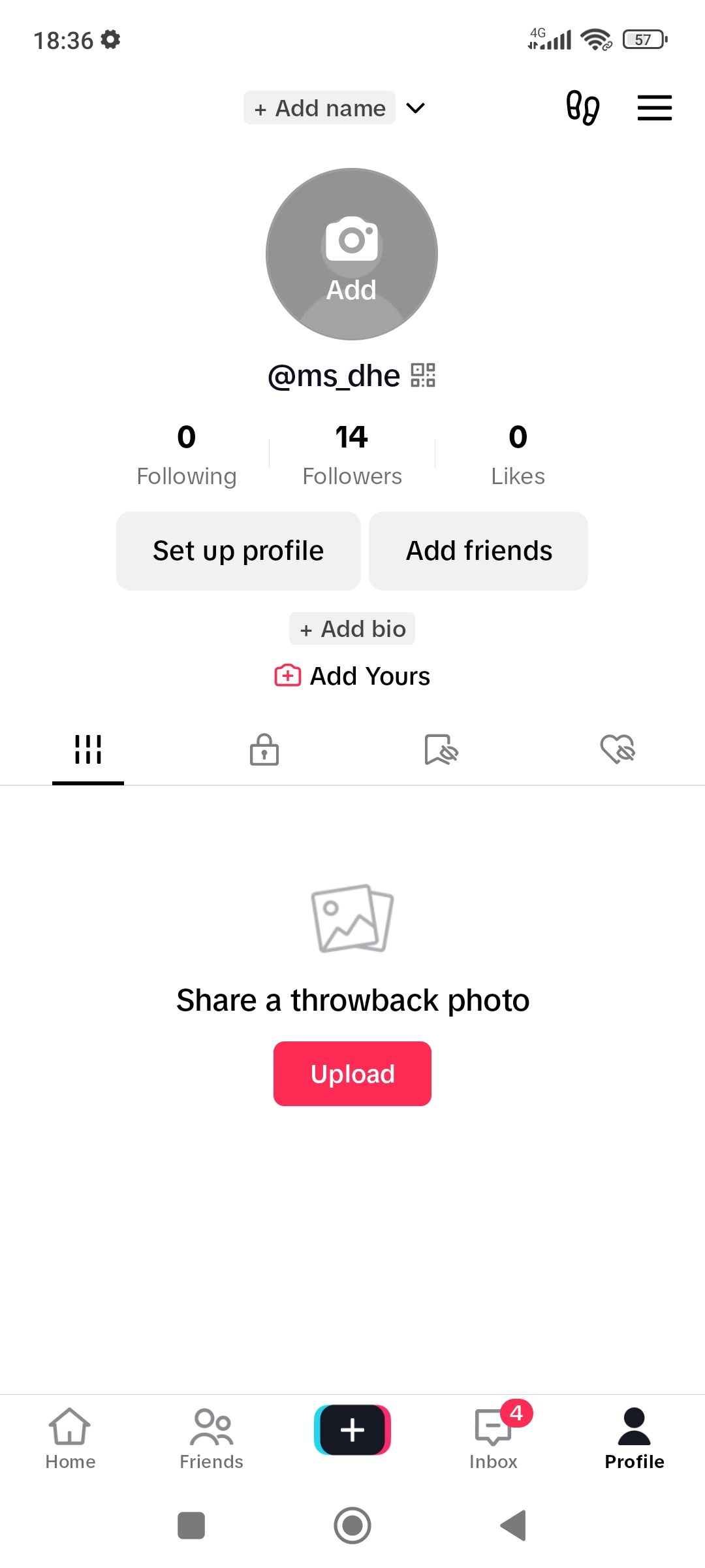 صفحه نمایه یک حساب TikTok