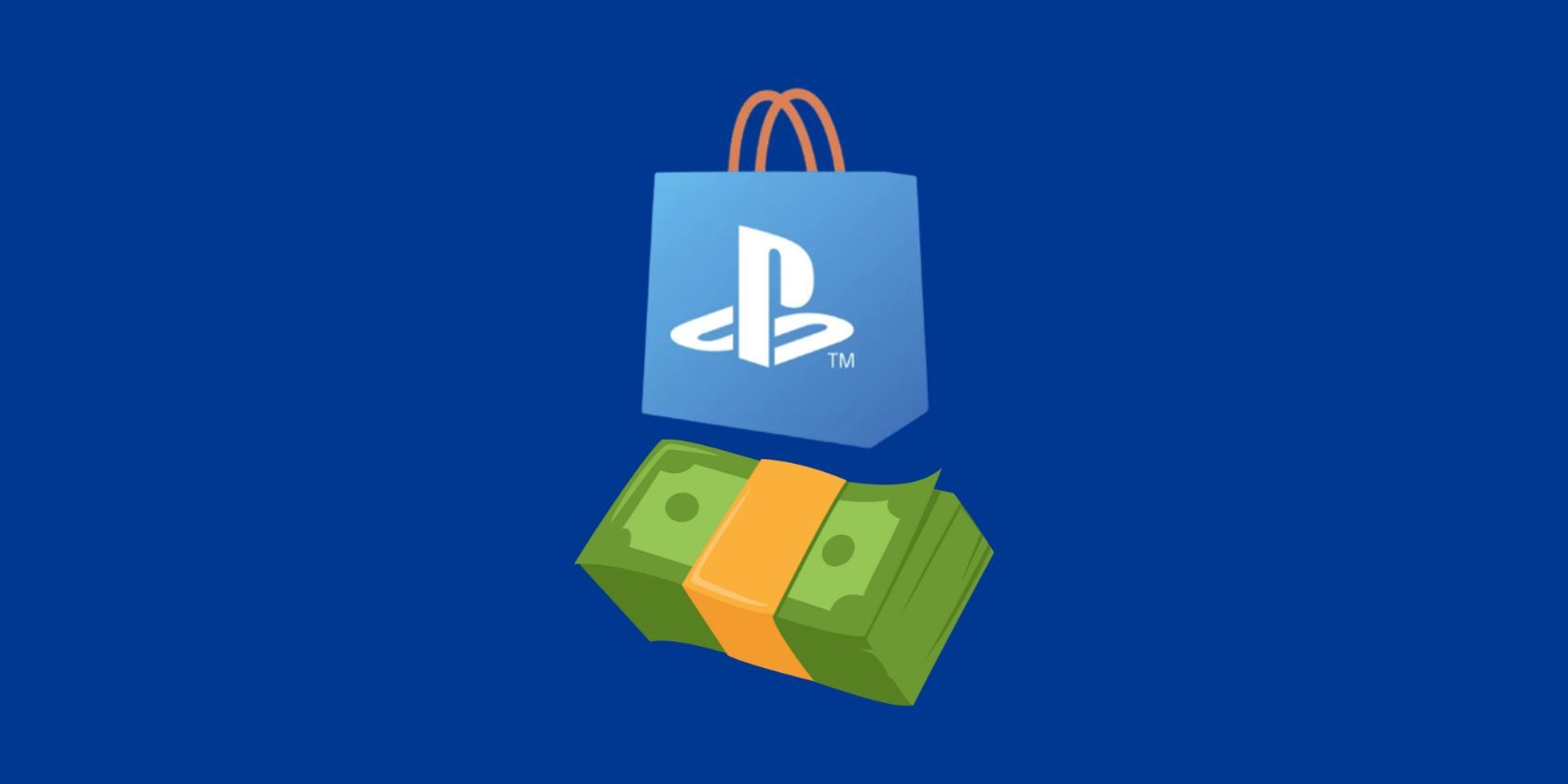 The PlayStation Store logo with a cartoon dollar bill underneath