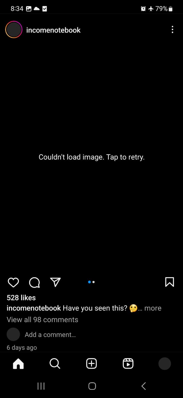 Instagram doesn't load the feed