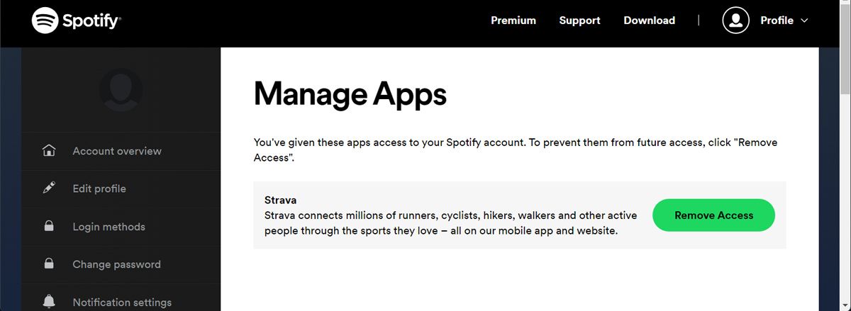 Remova aplicativos da sua conta Spotify