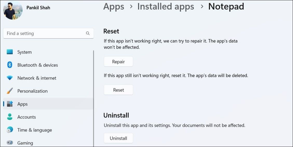 Восстановите приложение "Блокнот" в Windows 11