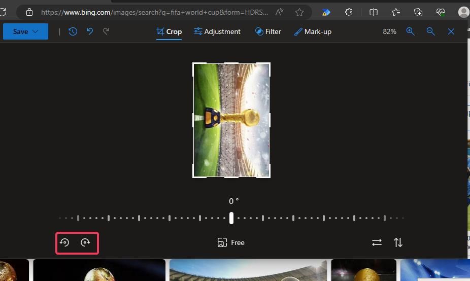 Opsi rotasi gambar di Microsoft Edge