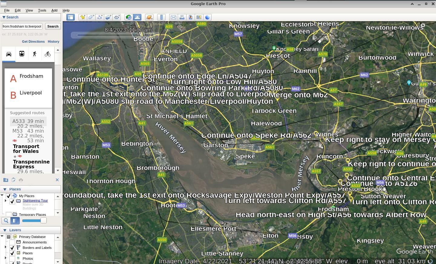route planning with google earth on linux is clunky and cluttered
