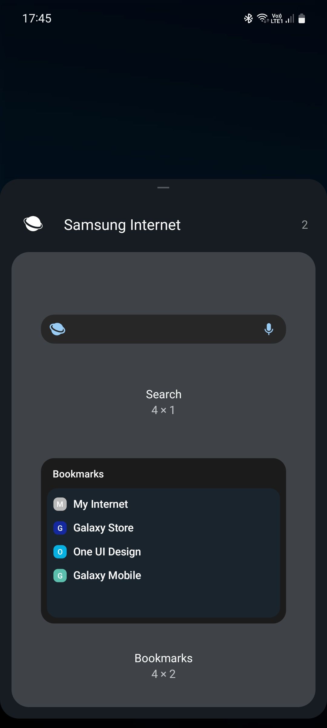 Samsung Internet widgets