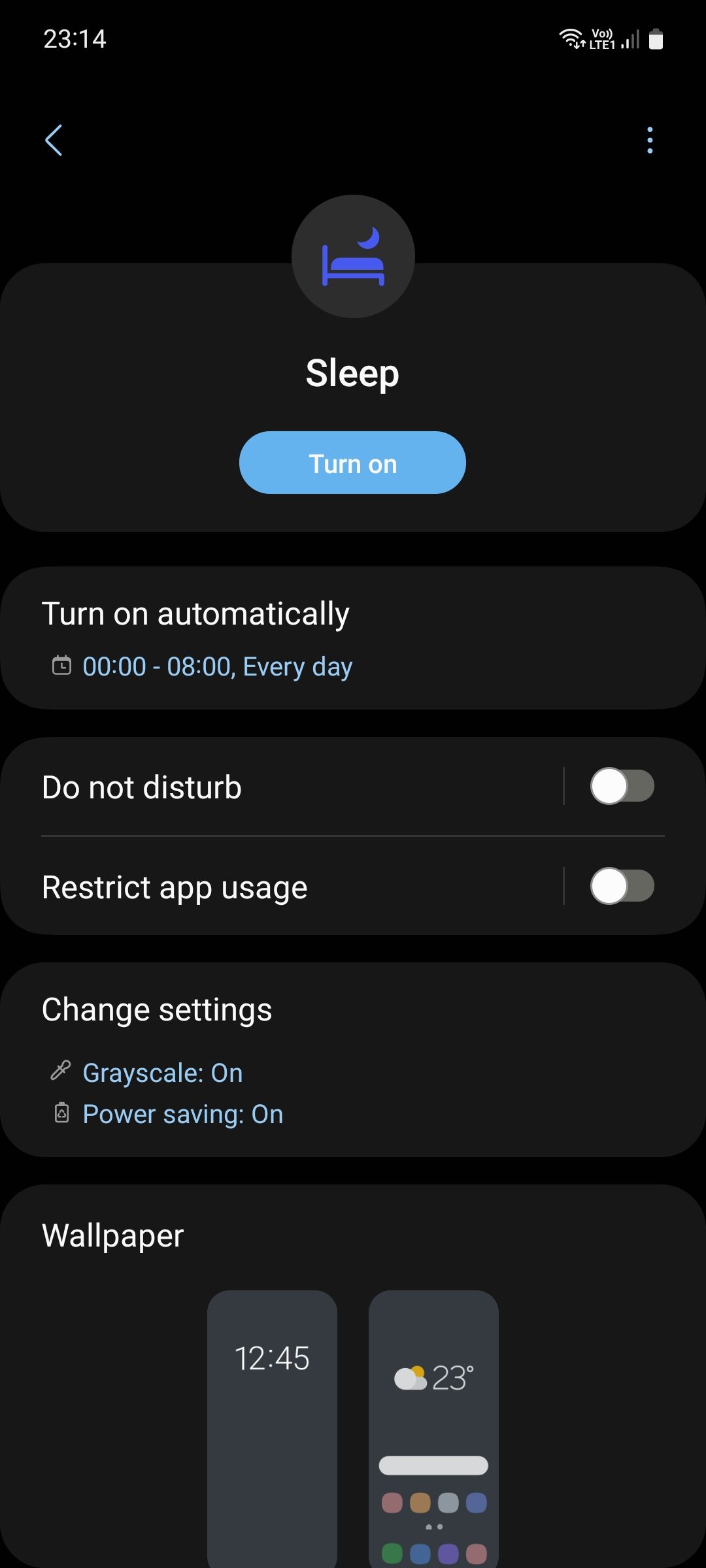 Samsung Sleep Mode customization
