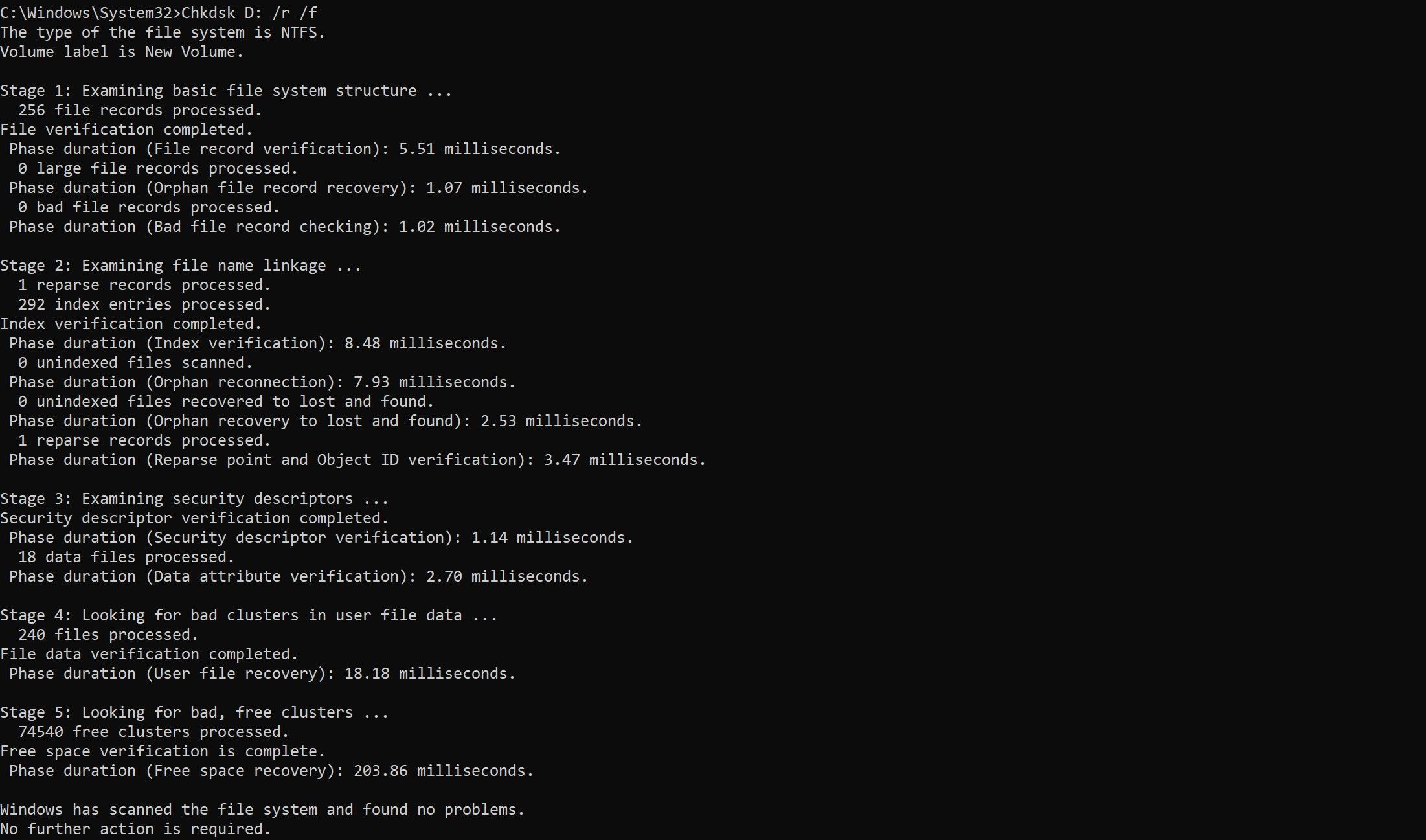 Сканирование поврежденных секторов диска с помощью команды CHKDSK в командной строке