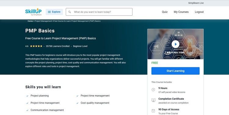 تصویر صفحه دوره آموزشی SkillUp PMP Basics