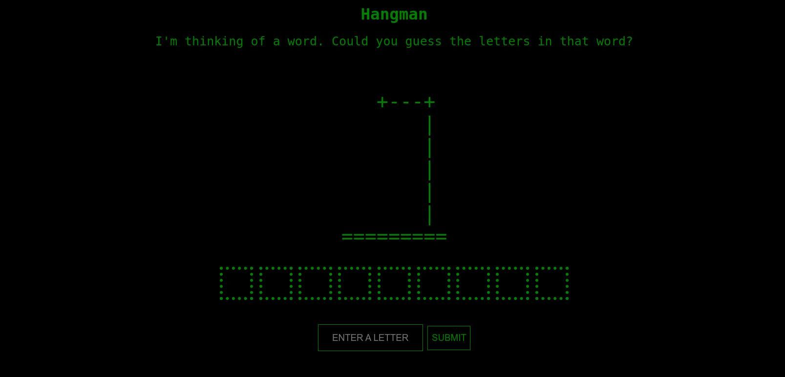Captura de tela do jogo Hangman finalizado