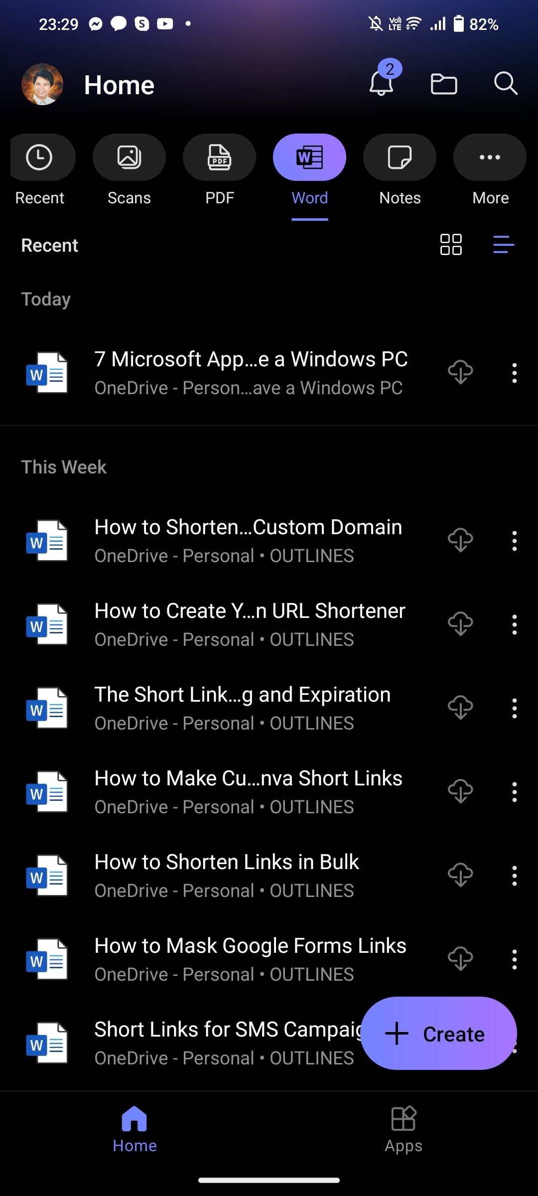 Файлы Word в Microsoft 365 для Android