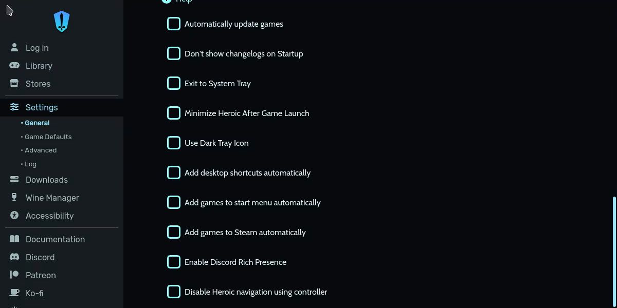 screenshot of the heroic games launcher settings page