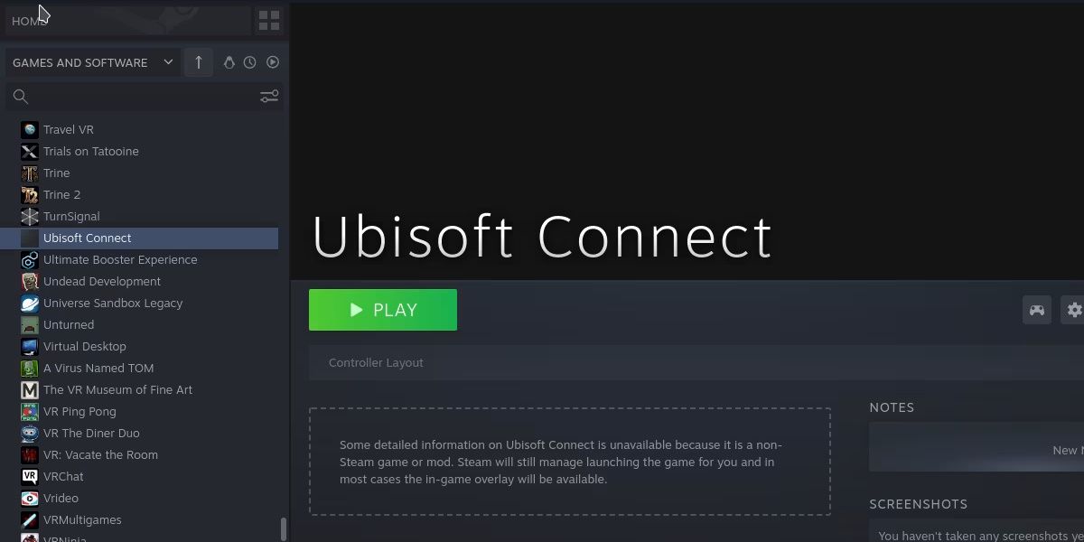 screenshot of ubisoft connect in steam list