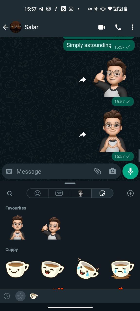 Sending a Memoji in WhatsApp