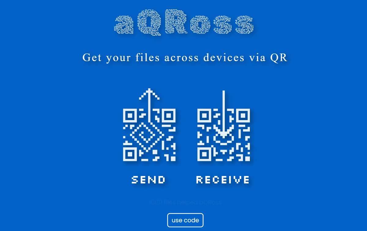 Aqross یک برنامه وب بدون ورود به سیستم برای ارسال یا دریافت فایل بین تلفن و رایانه شخصی با استفاده از کدهای QR است.