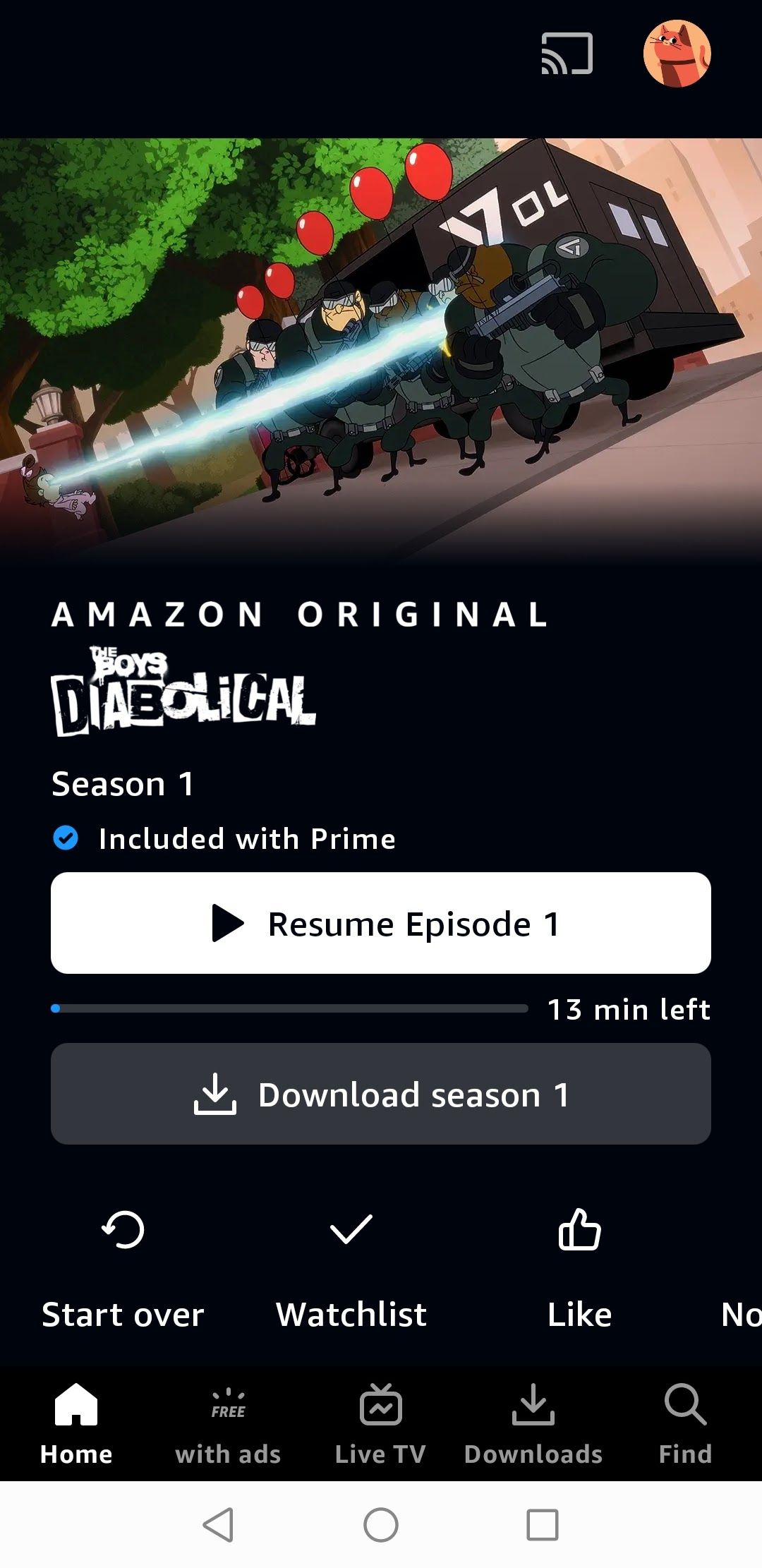 show on prime video mobile