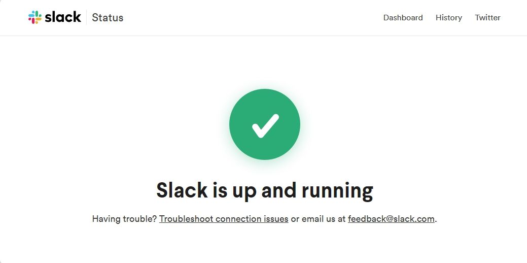Состояние сервера Slack на странице состояния ит-сервера