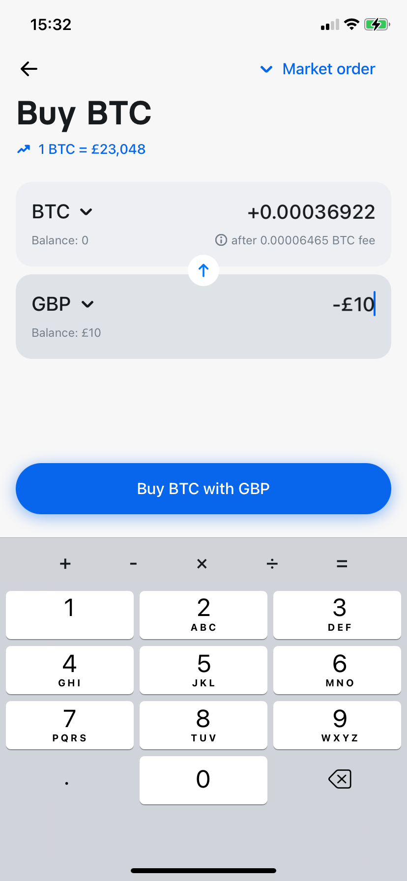 مبادله Revolut BTC به GBP