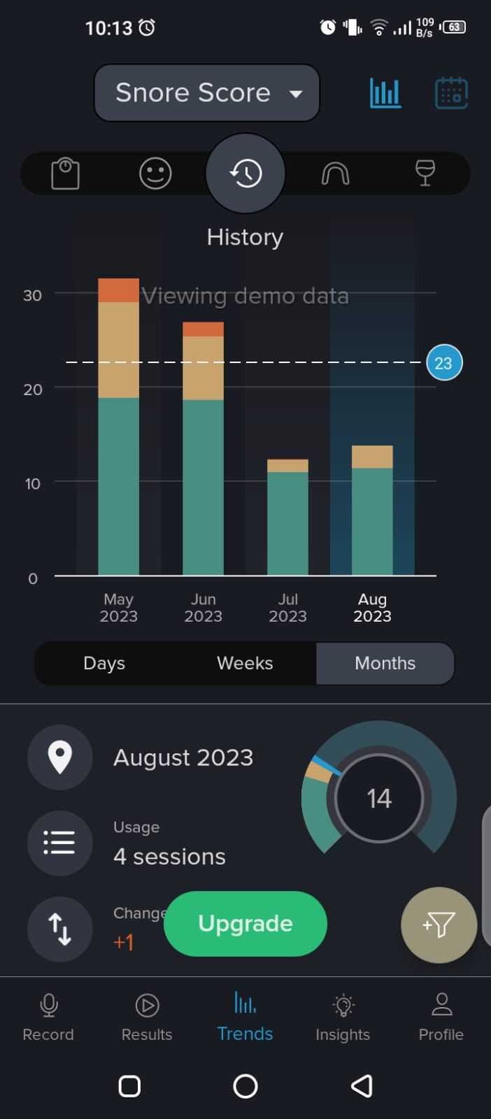 برگه SnoreLab Trends