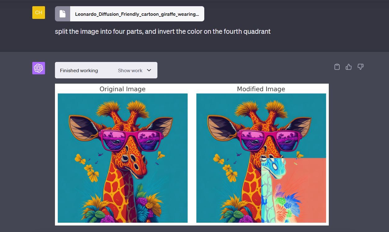 Split image into quadrants