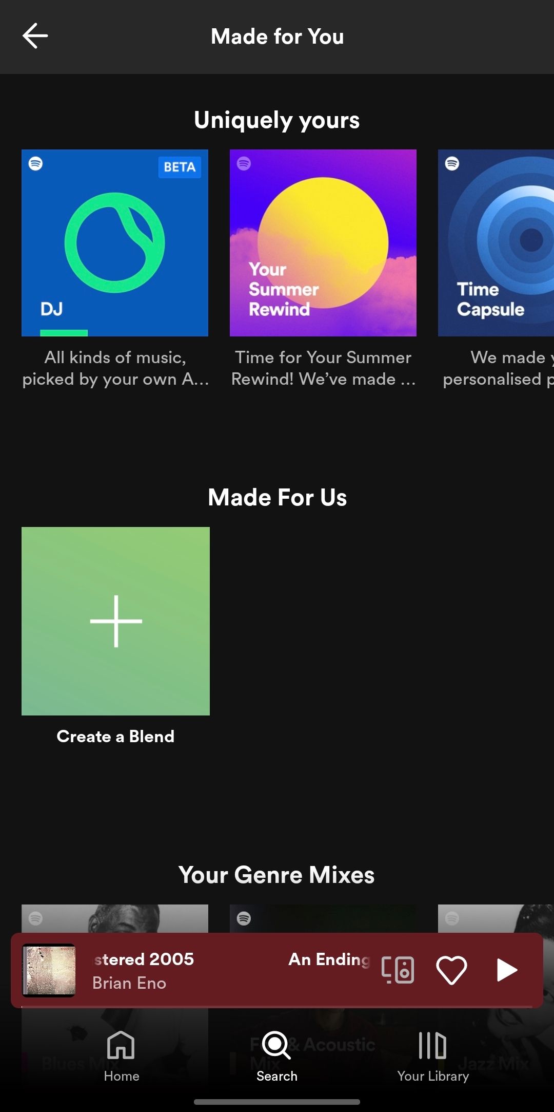 اسکرین شات موبایل صفحه Made for You در اپلیکیشن Spotify