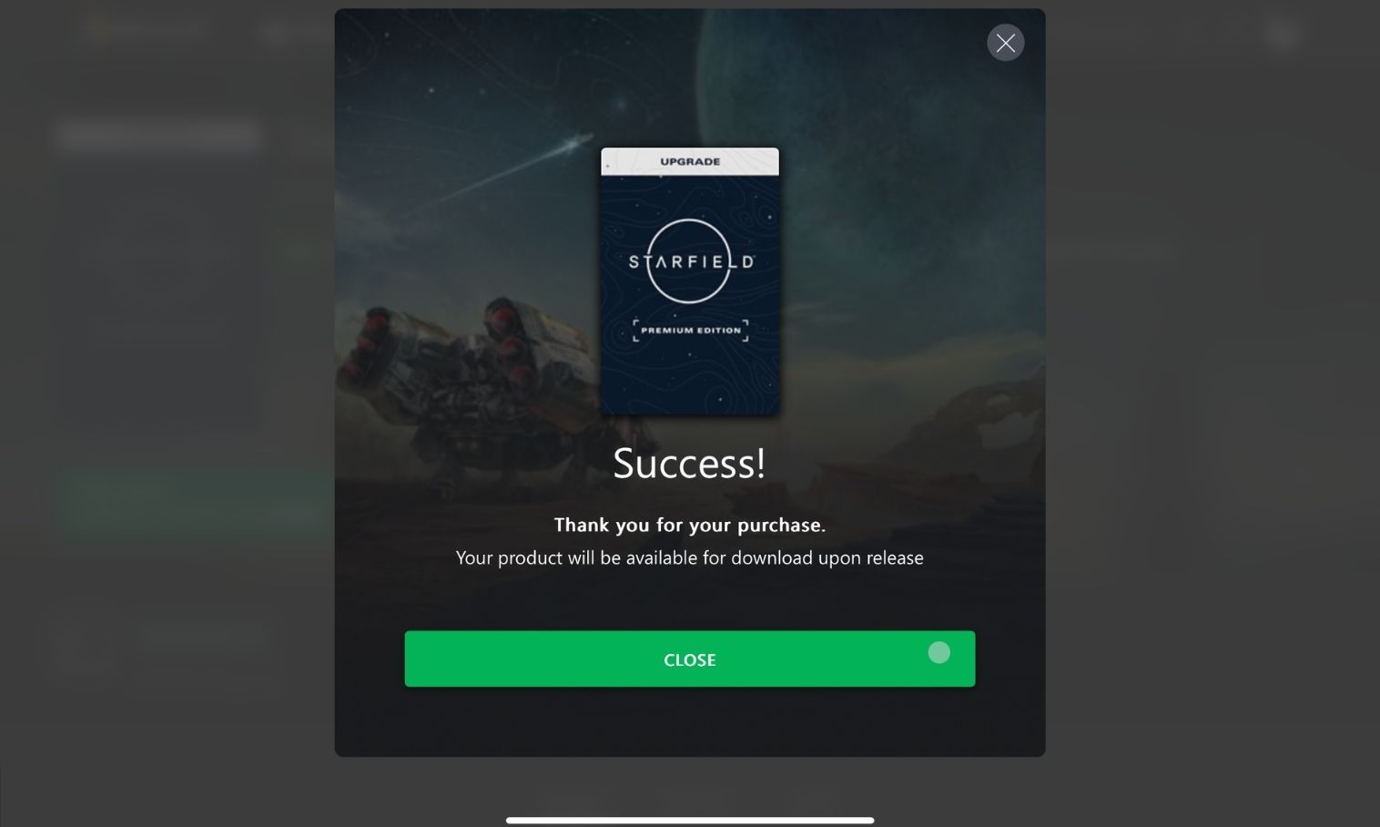 Starfield Preorder Process Order تایید صفحه نمایش