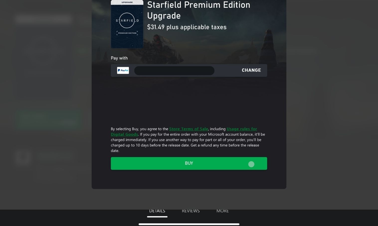 Starfield Process Preorder Process را فشار دهید تا تأیید شود