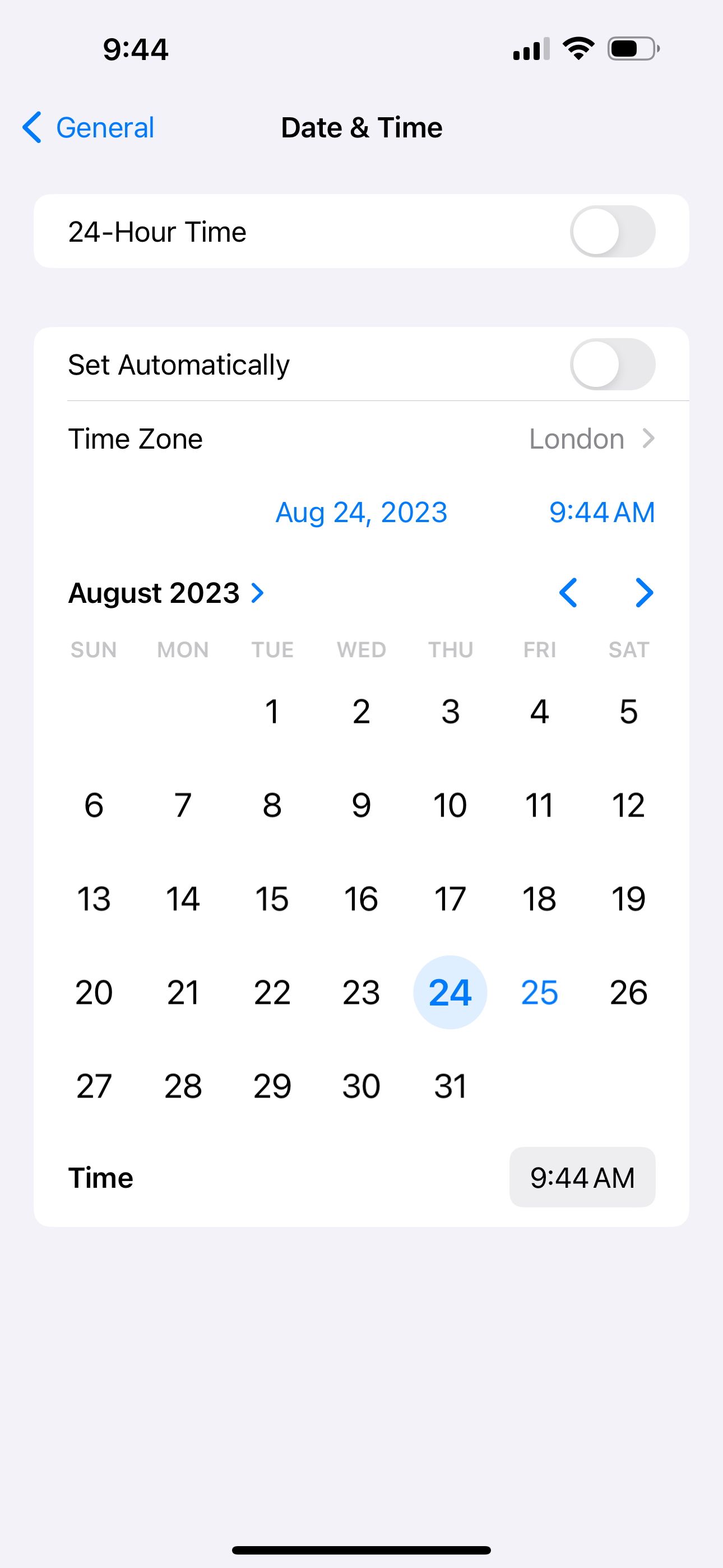 switching to a past date in iOS
